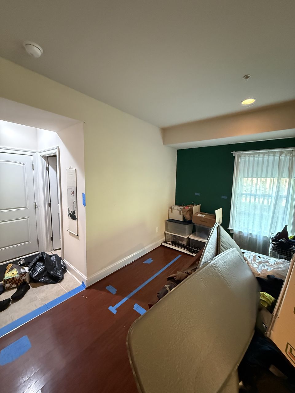 Drywall installed on the new wall
