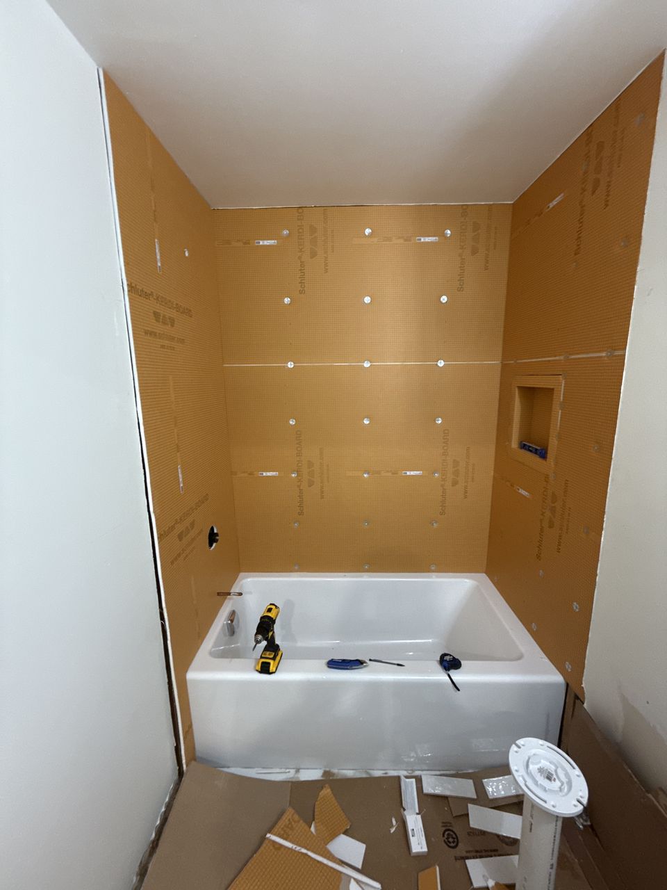 Schluter waterproofing membrane and new tub